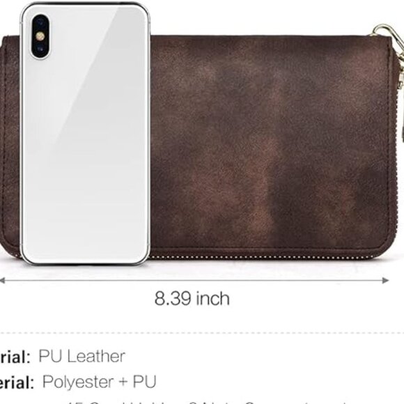 Brown CLUCI Womens Wallet RFID Bifold Wristlet Large - Picture 1 of 8